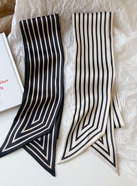 【小众】北欧风简约气质小长巾春秋新款韩国ins小丝巾职业小领巾