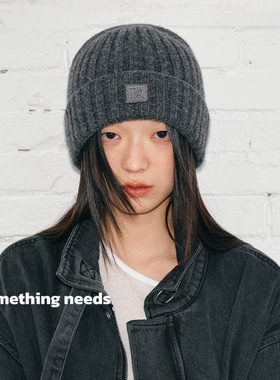 郑佰万 极简100%羊毛冷帽百搭针织帽宽松不勒头保暖护耳堆堆帽潮