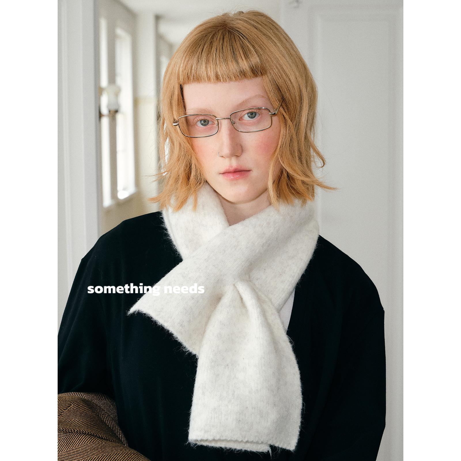 郑佰万冬季含羊毛针织纯色围巾