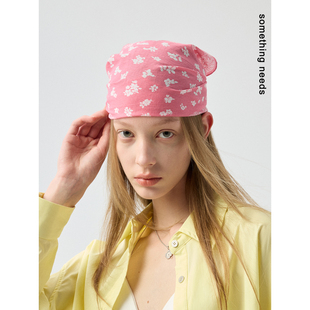 郑佰万 100%棉薄款小花菱形巾娜扎同款绑发个性复古头巾丝巾女潮