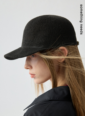 郑佰万 草编透气鸭舌帽女夏季2025新款日系复古户外草帽棒球帽潮