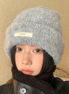 韩国小众设计款秋冬针织帽女软糯保暖显脸小冷帽情侣毛线帽子百搭