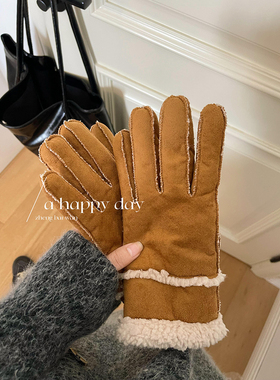 代替男友的手套 巨热！秋冬麂皮绒加厚保暖分指骑行滑雪手套防寒