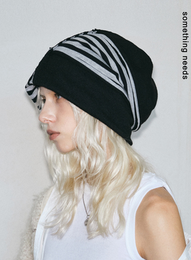 郑佰万 韩版时髦拼接冷帽2025秋冬新款显脸小包头帽休闲堆堆帽女