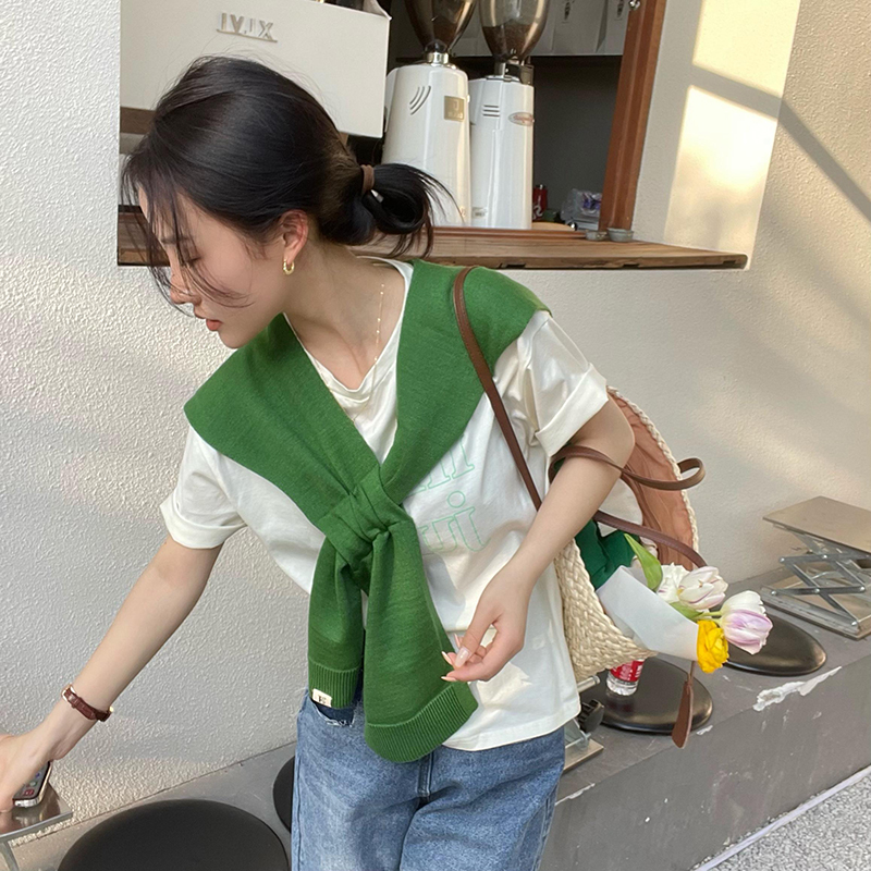 网红披肩春夏带标设计ins韩风潮