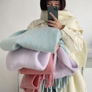 工厂直销冬季 围脖 毛绒围巾女定制马卡龙色系秋冬保暖柔软加厚时尚