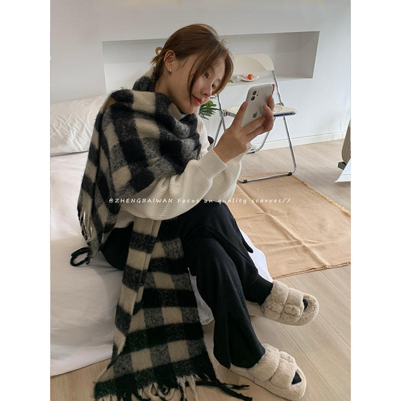 马海毛大围巾秋冬季加厚英伦男女