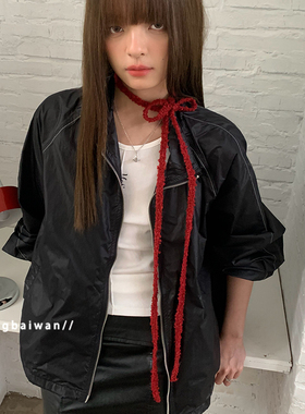 郑佰万 个性毛绒长条细窄小围巾女秋冬氛围感choker颈带针织围脖