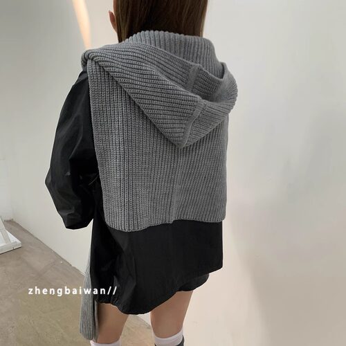 郑佰万秋冬韩版帽子围巾一体