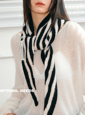 郑佰万 多种戴法披肩女秋冬新款百搭韩系条纹三角巾针织围脖护颈
