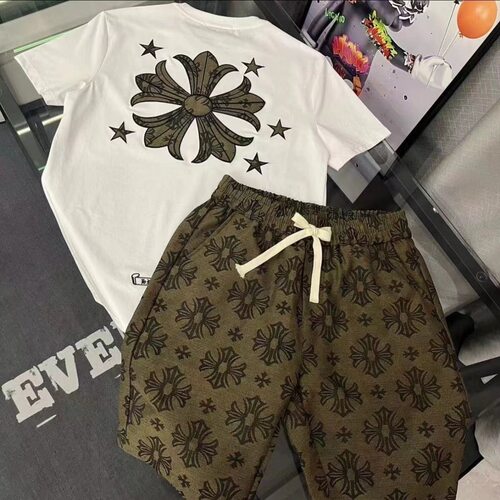 欧洲站潮牌短袖套装男士夏季2026新款休闲运动t恤冰丝短裤两件套