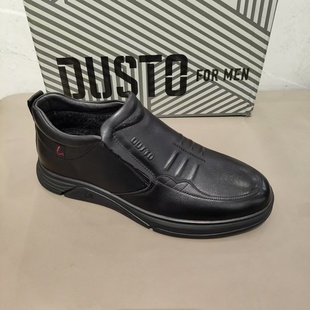 大东加绒男鞋2025冬季新款休闲皮鞋男士商务正装鞋软底软面鞋2748