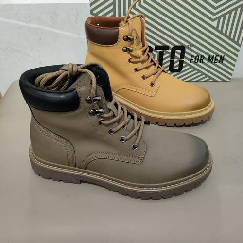 大东正品大黄靴男鞋2024冬季新款休闲平底圆头系带马丁靴单里6126