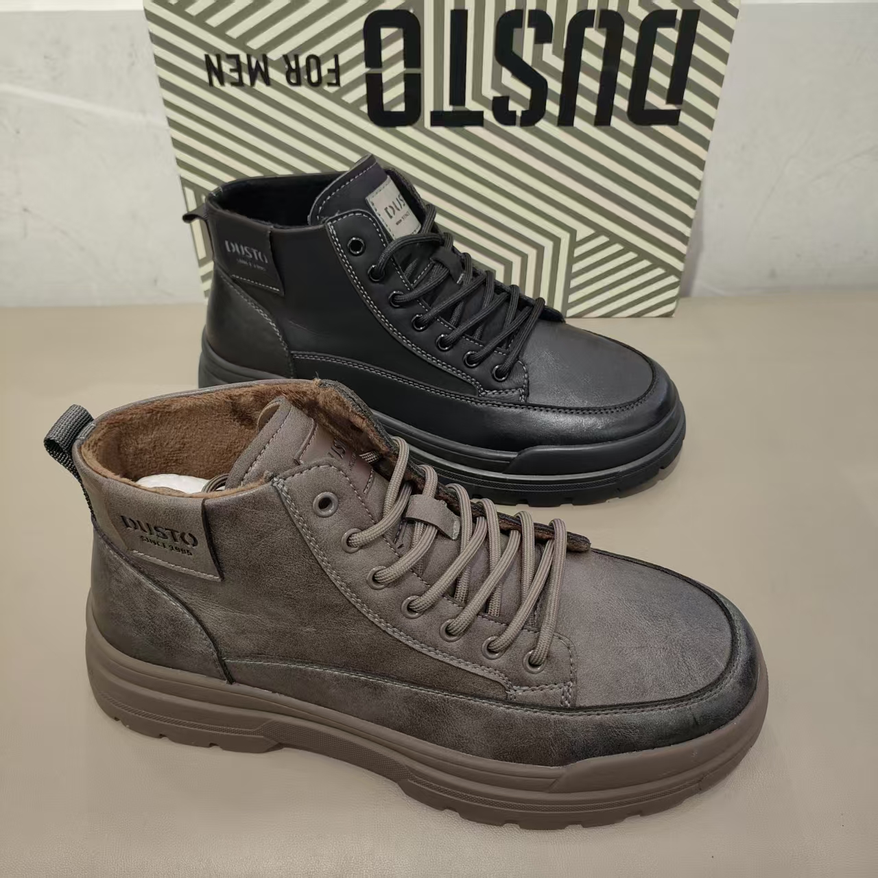 大东加绒马丁靴2025冬季新款时尚简约百搭舒适保暖男士棉鞋6068