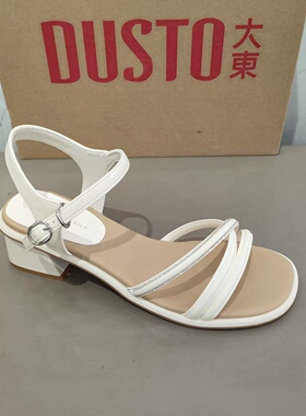 大东绑带凉鞋女鞋2025夏季新款优雅粗跟高跟方头一字扣简约3430