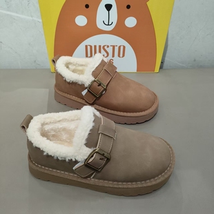 大东加绒童鞋2025冬季新款时尚简约舒适轻便女童流行保暖棉鞋1215