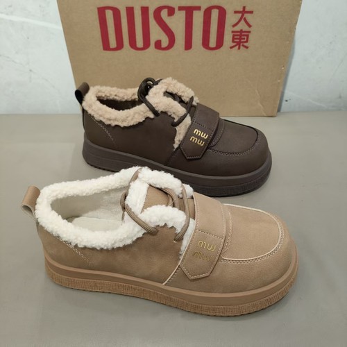 大东加绒女鞋2025冬季新款时尚英伦风简约百搭舒适女乐福鞋1615