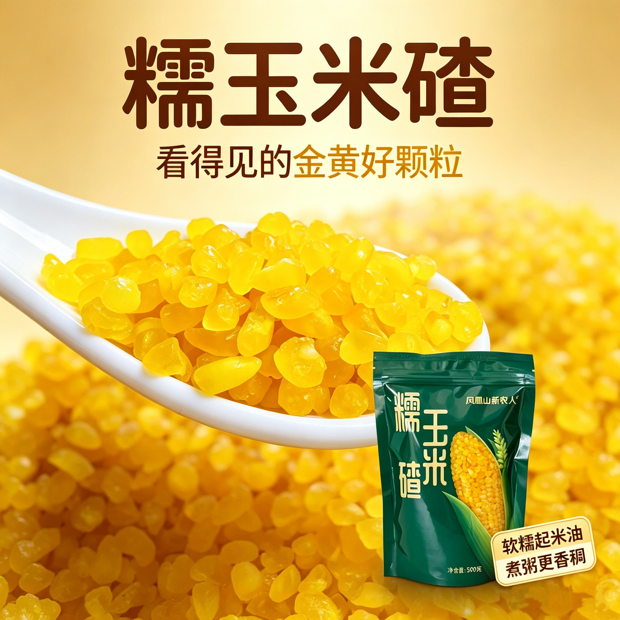 凤凰山新农人青稞玉米碴子东北玉米渣黄金大碴粥农家去皮新米