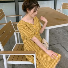 小懒猫裙子仙女森系桔梗学生中长初恋复古可盐可甜连衣裙法式yl