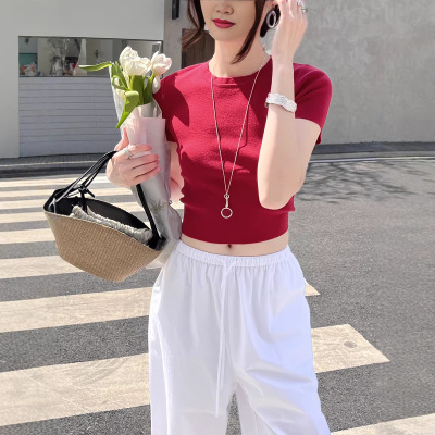 GRACETINAHOO春新法式天丝细针正肩极简设计圆领针织衫ZA6244