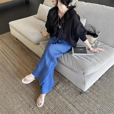 GRACETINAHOO春新复古浪漫荷叶边宽松慵懒通勤随性百搭衬衫CSA787