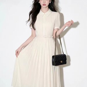 法式小资大方得体绝美巨好看轻奢白色衬衫雪纺连衣裙女夏2026新款