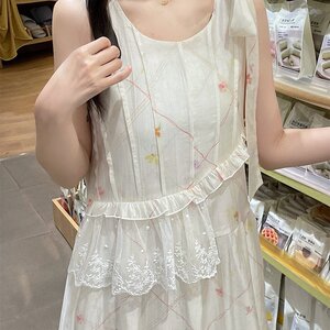 实拍 洛兰花 蝴蝶结无袖碎花连衣裙女气质时髦甜美背心裙