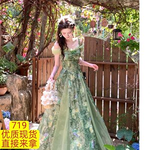森野拼图春夏新款法式气质重工高级感吊带连衣裙女