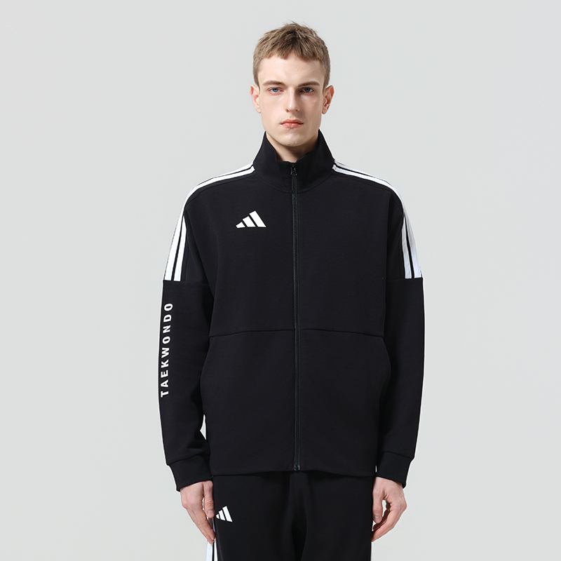 阿迪达斯春秋季外套男女黑白休闲运动新款立领夹克CLTR02NHJT-BW