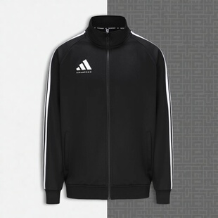 阿迪达斯春秋季外套男女黑色休闲运动新款立领梭织夹克TR30JT-BW