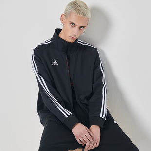 Adidas阿迪达斯2025春季外套男女黑色休闲运动立领夹克TR30JR-BW