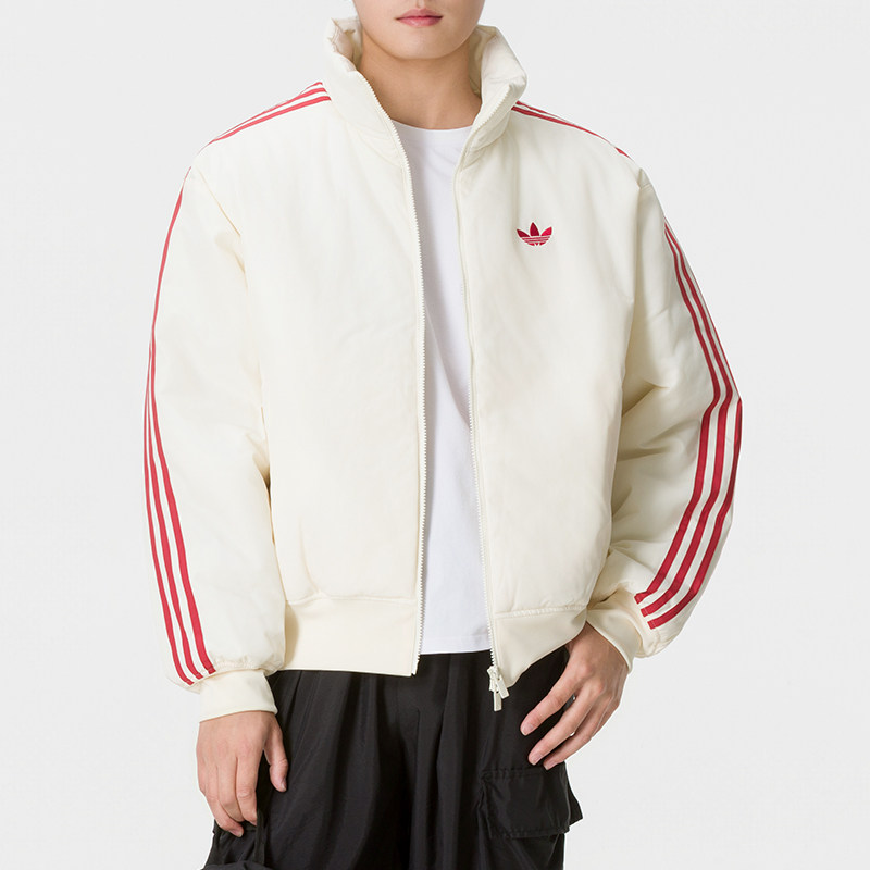 adidas三叶草男立领保暖棉服