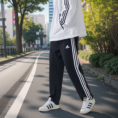 Adidas阿迪达斯2025春黑白直筒裤男女健身长裤休闲裤子TR30PR-BW