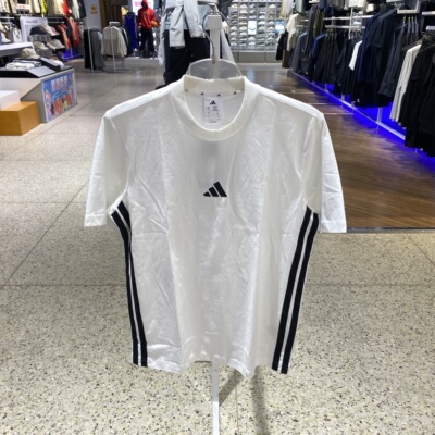 Adidas阿迪达斯2025年春新款透气纯棉简约刺绣训练短袖T恤JY8563
