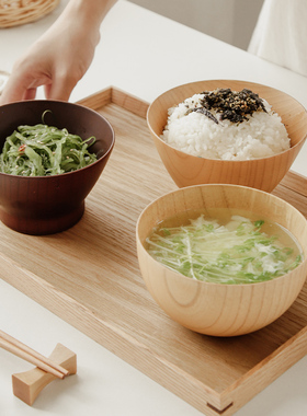日式木碗米饭碗沙拉碗天然酸枣木宝宝儿童木碗面碗家用餐具大小号