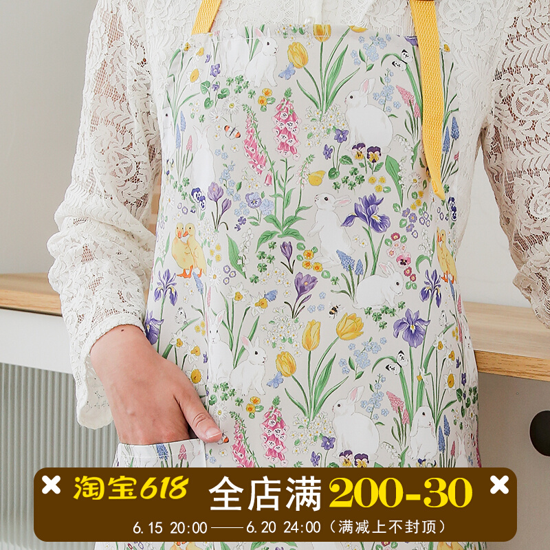 超好看的田园g风厨房围裙家用做饭防油防水专用可调节帆布罩衣时