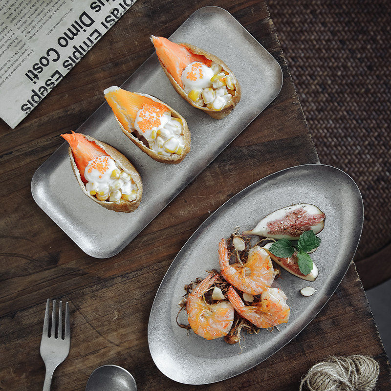 复古做旧美式纯色平盘西餐浅盘下午茶点心盘高级感餐具创意工业风,餐饮具,盘,淘宝优惠券,粉丝福利购,淘宝优惠卷