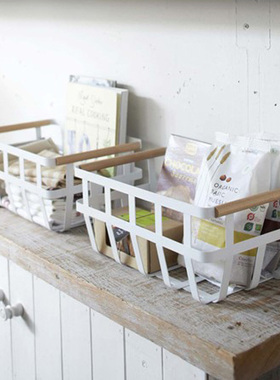 【厉害了 我的厨房】北欧简约白色铁艺收纳篮 厨房浴室杂物收纳筐