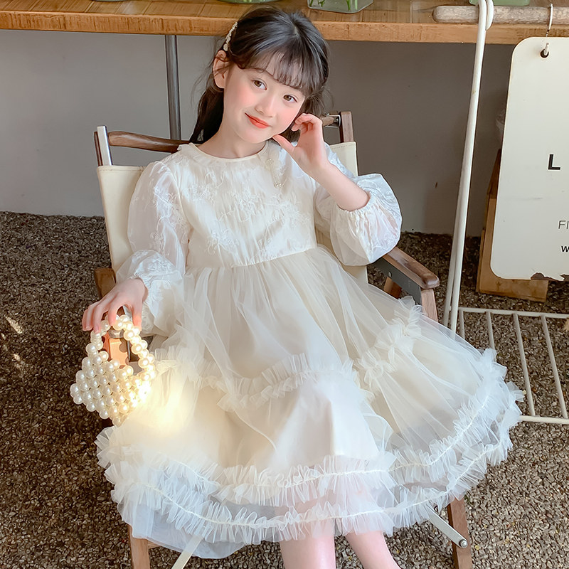 儿童连衣裙春秋装新款女童公主裙中大童时尚长袖甜美高品质纱裙潮