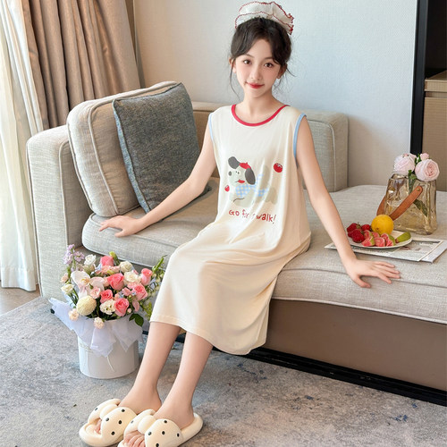 女童夏季莫代尔睡裙背心裙家居服