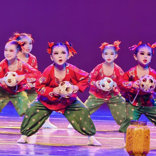 少儿古典舞蹴鞠乐舞蹈演出服男女童汉服新款儿童古风唐装圆领袍