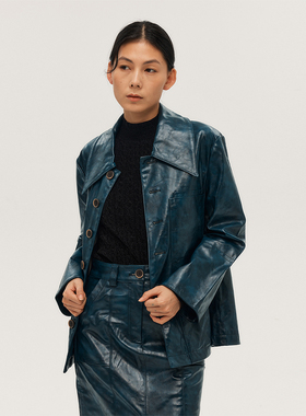 Wild Trims 野裁 「琉璃湖」 肌理感仿绵羊皮环保PU摩登复古皮衣