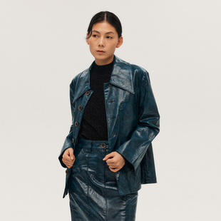 「琉璃湖」 野裁 肌理感仿绵羊皮环保PU摩登复古皮衣 Trims Wild