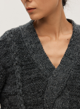 Wild Trims 野裁 「星屑」 羊毛混纺细亮片立体绞花结构廓形毛衣