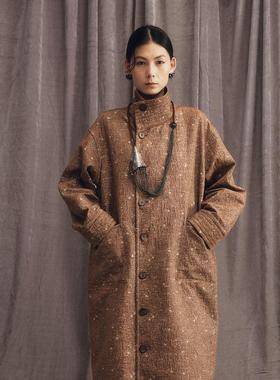 Wild Trims 野裁 「藏宝图I」 重工双面穿提花棉感拼色长风衣外套