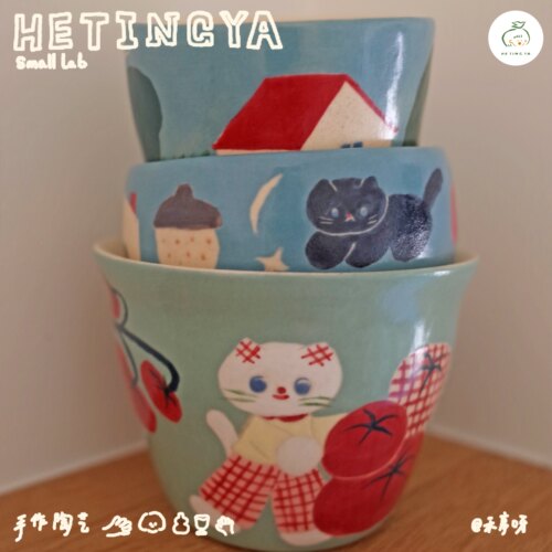 禾亭呀原创手绘陶瓷器皿