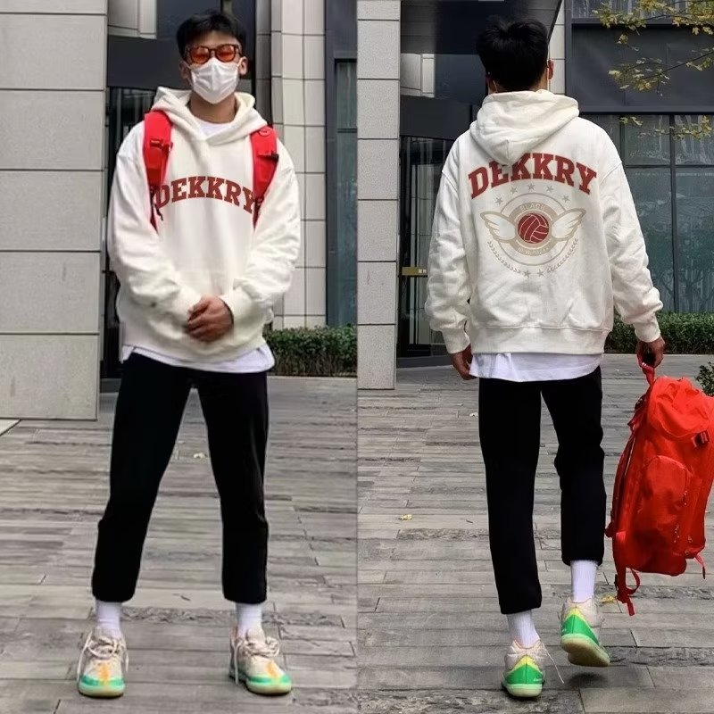 春秋冬季新款男士连帽卫衣宽松时尚青少年印花韩版潮流休闲外套