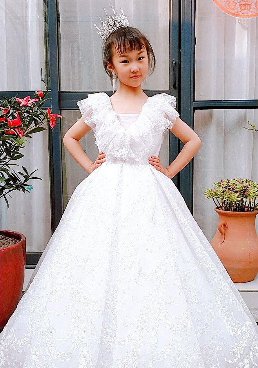 儿童礼服公主裙女童高端气质模特走秀小女孩主持晚礼服钢琴演出服