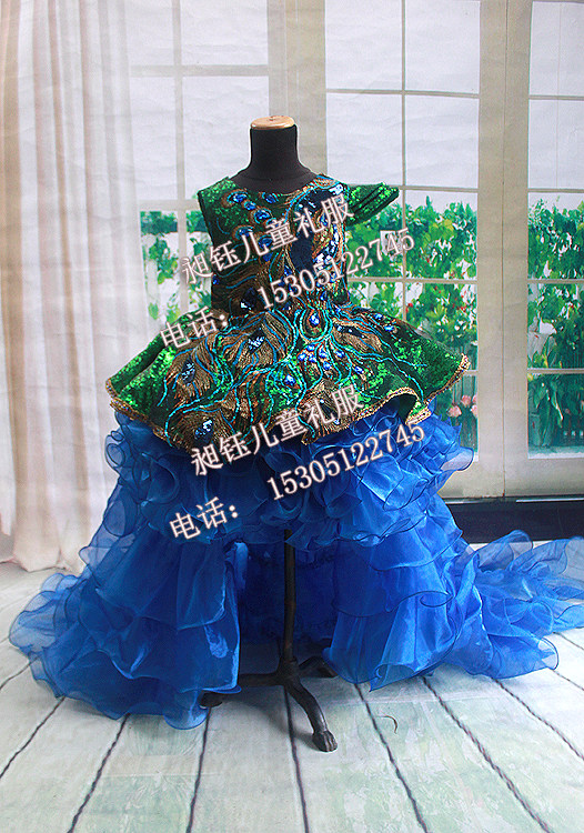 昶钰儿童定制女童礼服拖地舞台