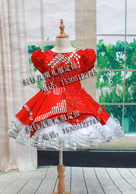 昶钰新款主持人连衣裙礼服女童公主裙蓬蓬裙儿童演出服裙女表演服